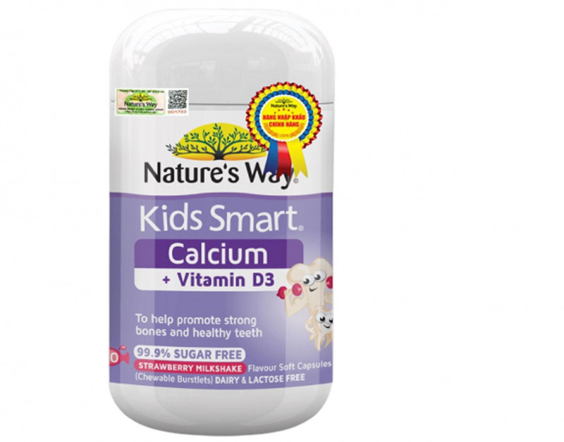 Viên nhai cho bé Nature’s Way Kids Smart Calcium + Vitamin D3 Burstlets