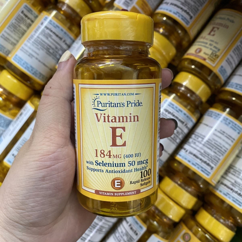 Viên uống dưỡng ẩm cho da, chống lão hóa da ngừa nám, mụn hỗ trợ hiếm muộn Puritan's Pride Vitamin E 400 IU