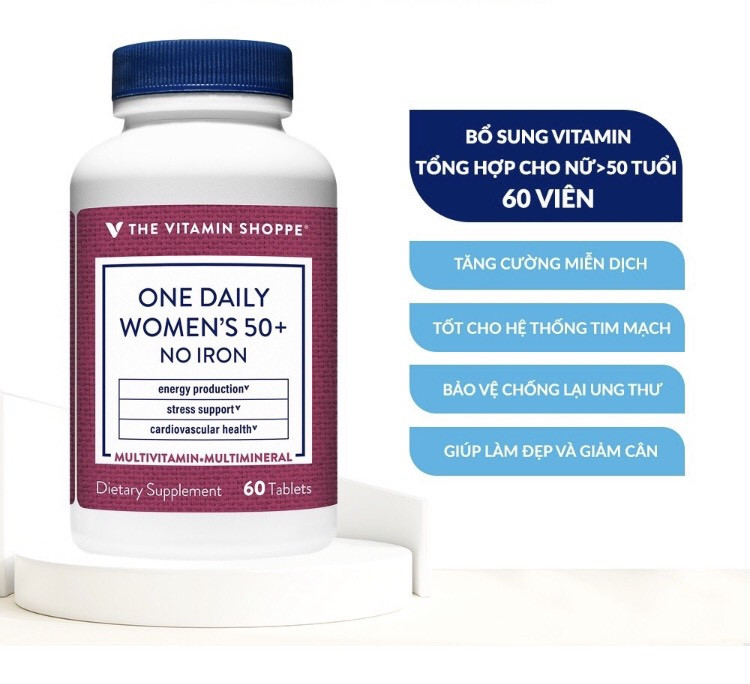 Viên uống bổ sung vitamin tổng hợp THE VITAMIN SHOPPE One Daily Women’s 50+ No Iron cho nữ trên 50 tuổi