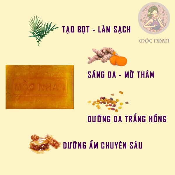 Xà bông Nghệ thảo dược thiên nhiên sáng da, mờ thâm, giảm mụn MỘC NHAN