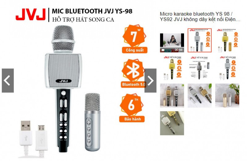 Micro karaoke bluetooth YS 98 JVJ