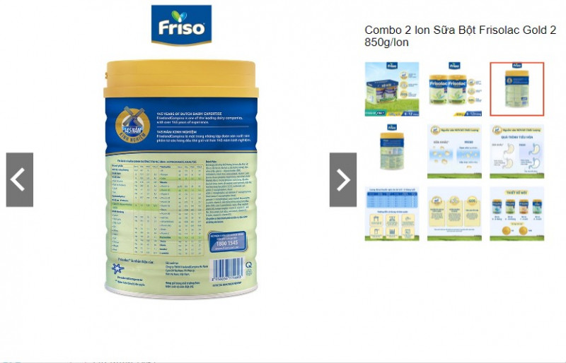 Sữa bột Frisolac Gold 2